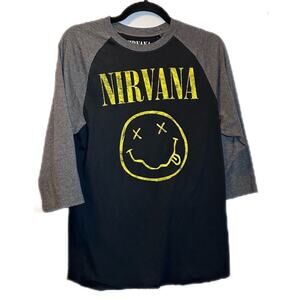 Nirvana Raglan shirt face black and gray